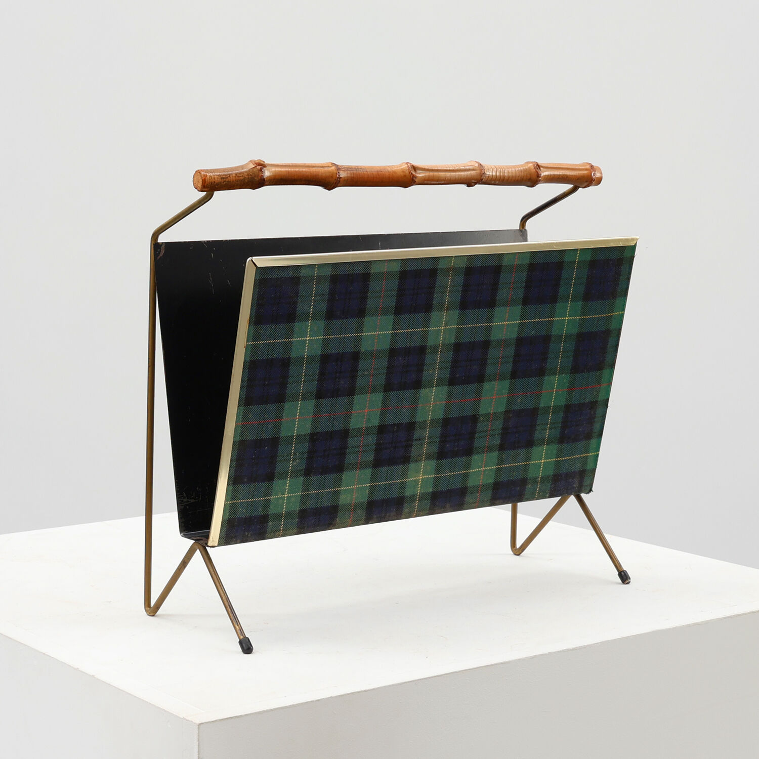 Mid-Century Modern Magazine holder with Bamboo Handle, Belgium 1960s