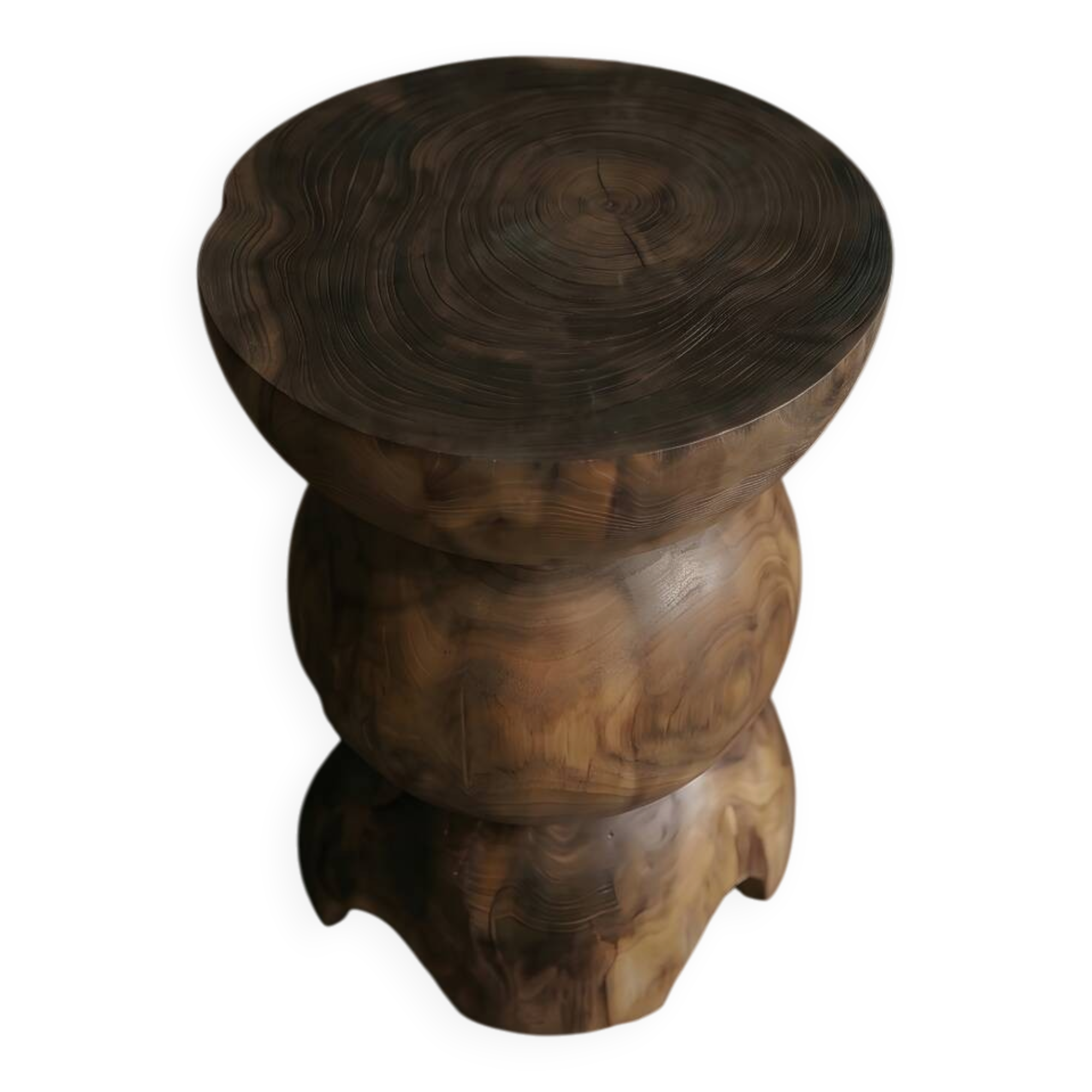 OPAL stool in hand-carved solid recycled teak