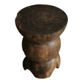 OPAL stool in hand-carved solid recycled teak
