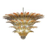 Vintage Italian Murano Ceiling Light - Four Tiers, 163 Amber and Clear Glasses