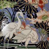 Large model plate in Chinese enamel porcelain with splendid bird decoration. macau