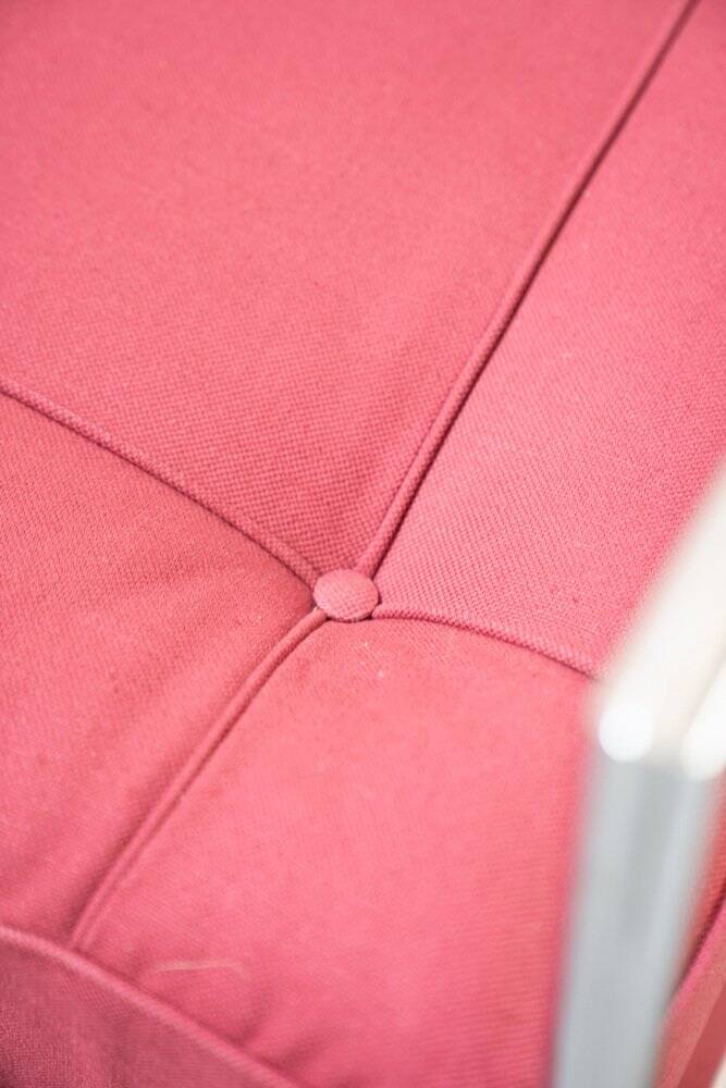 Vintage 1980s Eileen Gray Red Fabric and Metal Daybed