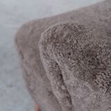 Gösta Jonsson Shearling Mid-Century Swedish Lounge Chair