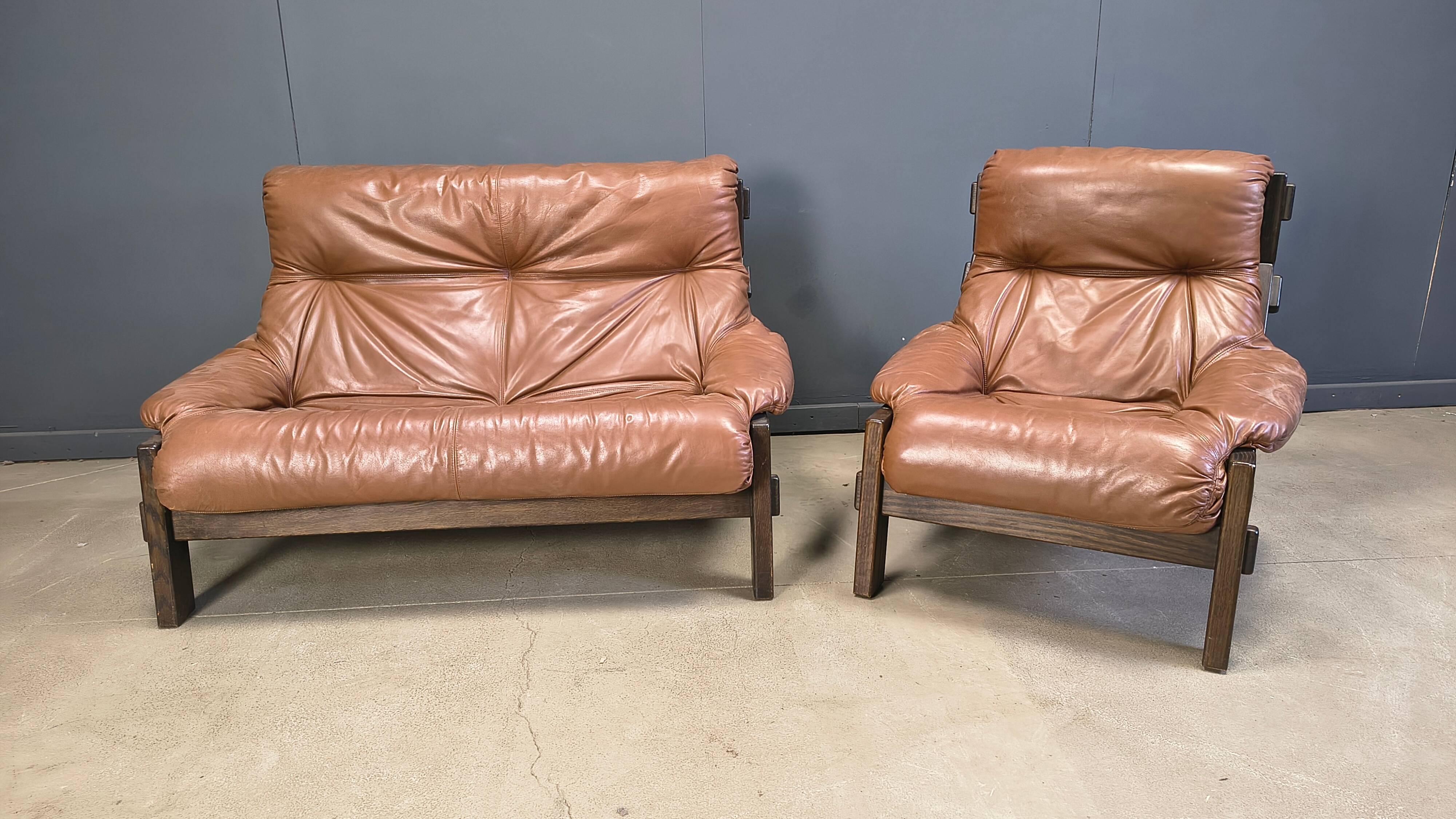Vintage brutalist sofa set by Gerard Van den Berg for Montis, 1970s