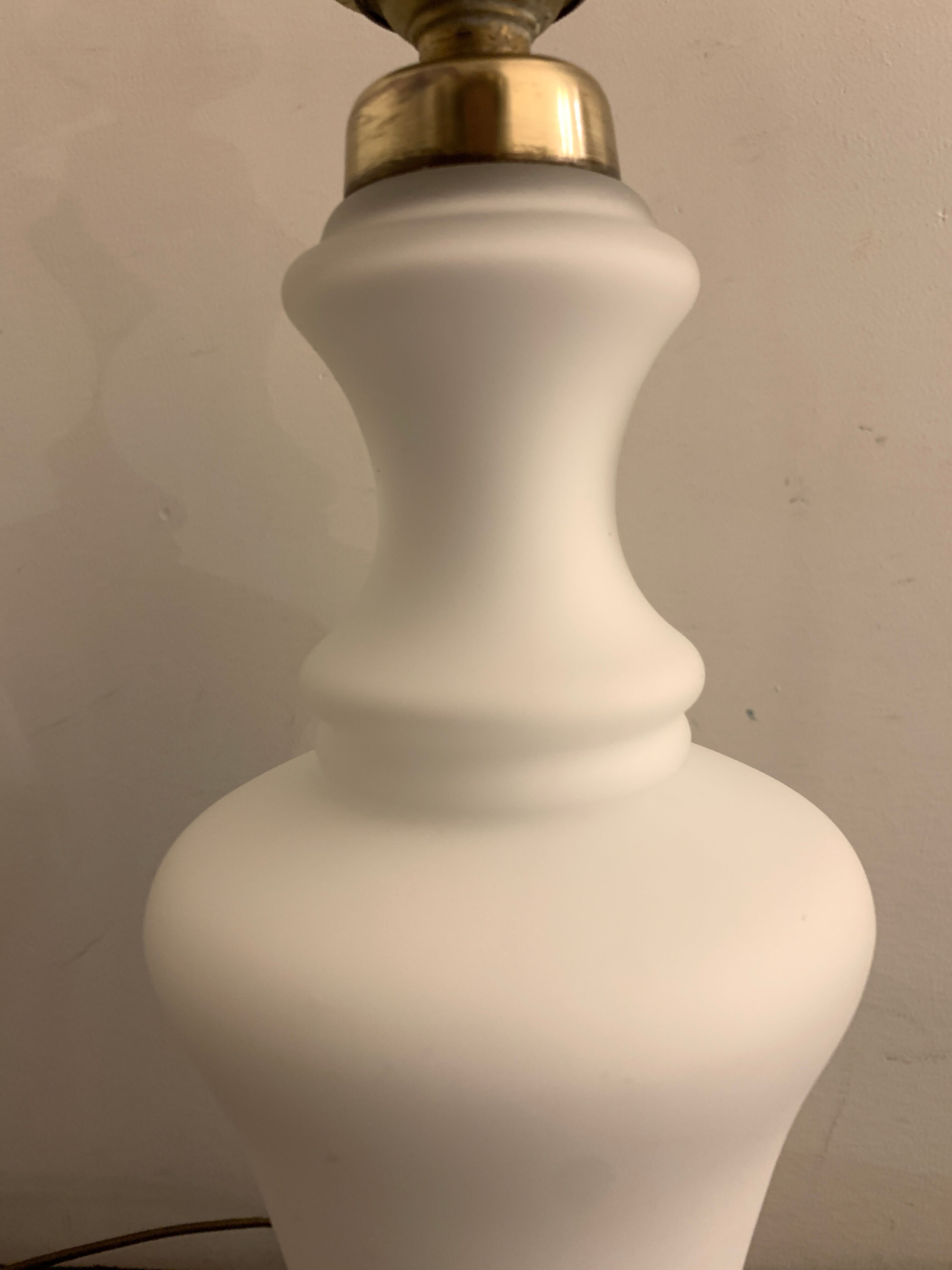 Lamp foot in Opaline de Sèvres and brass, 1950