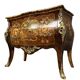 Commode sauteuse galbée style Louis XV estampillée en marqueterie