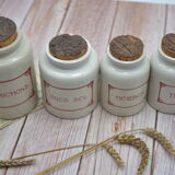 Set of 4 stoneware spice pots with original cork lid