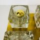 Applique à cube en laiton et verre givré de Peill & Putzler 1970