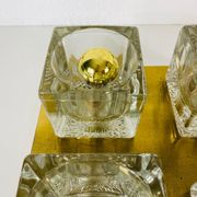 Applique à cube en laiton et verre givré de Peill & Putzler 1970