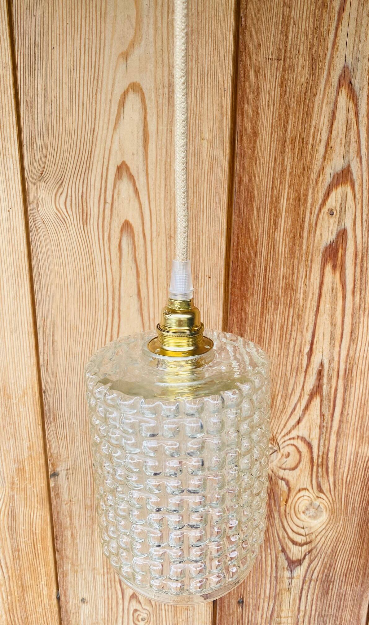 Vintage bubbled glass hanging lamp
