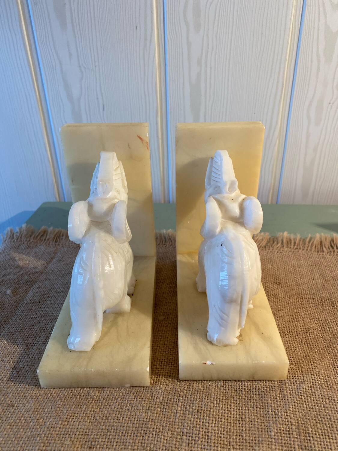 Alabaster Elephant Bookends