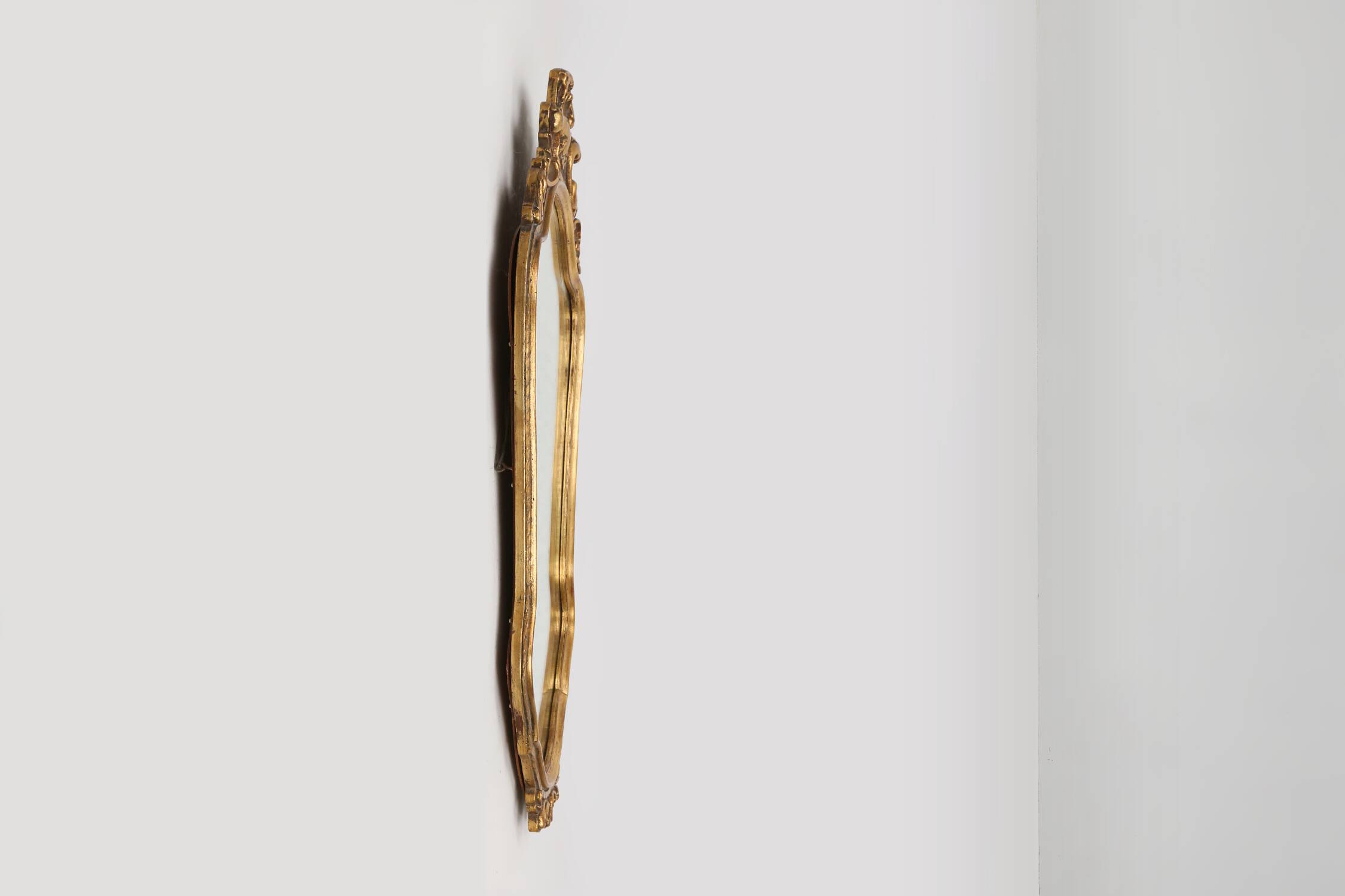 Baroque gilted wooden mirror, france 1950s