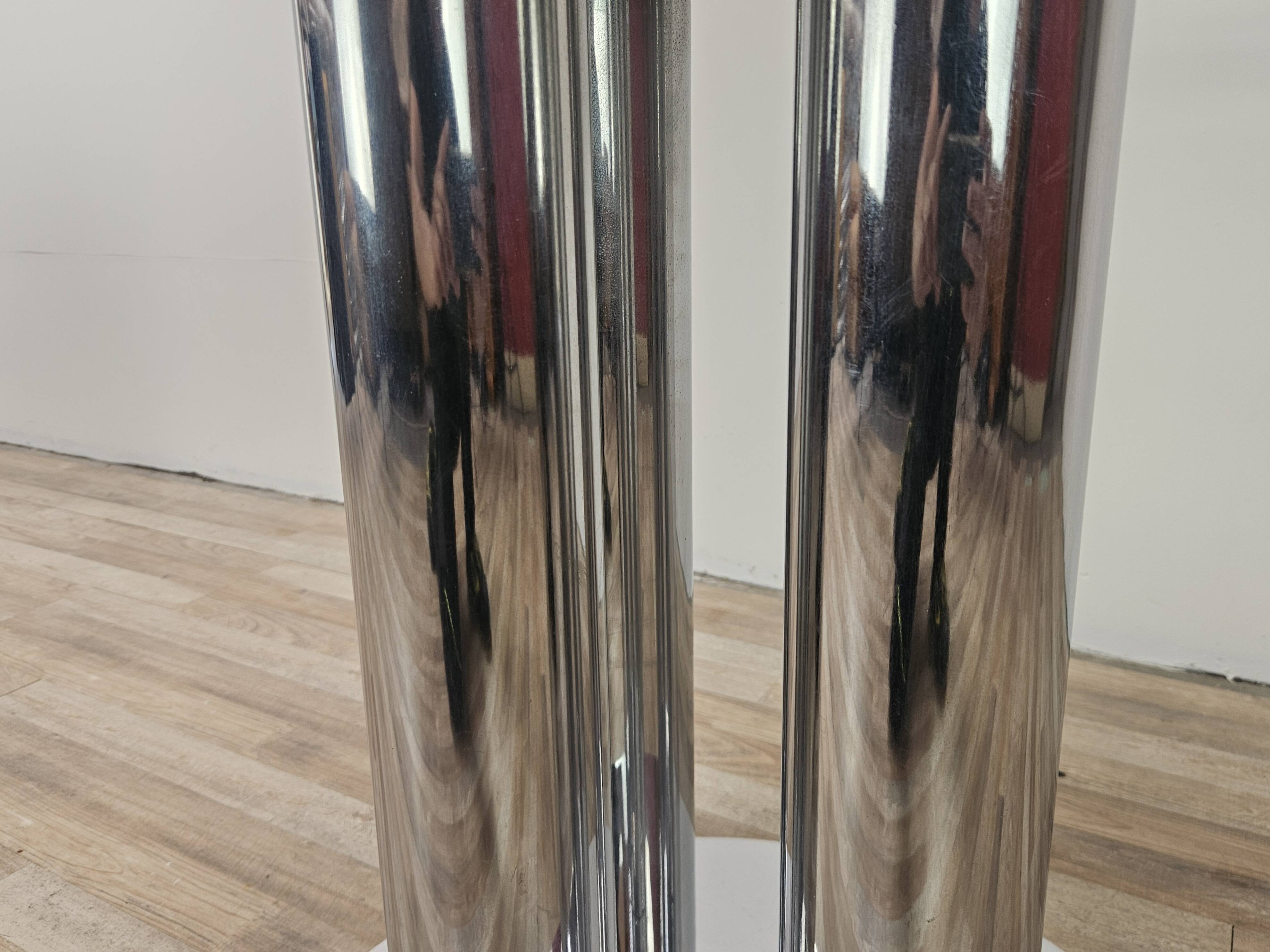 Vintage 70's metal table with round glass top