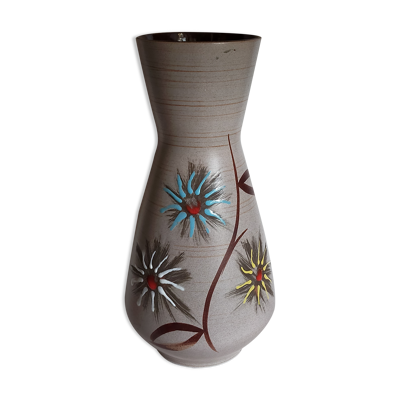 Vase céramique allemande West-Germany aux trois fleurs n°1218
