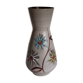 German ceramic vase West-Germany with three flowers n°1218