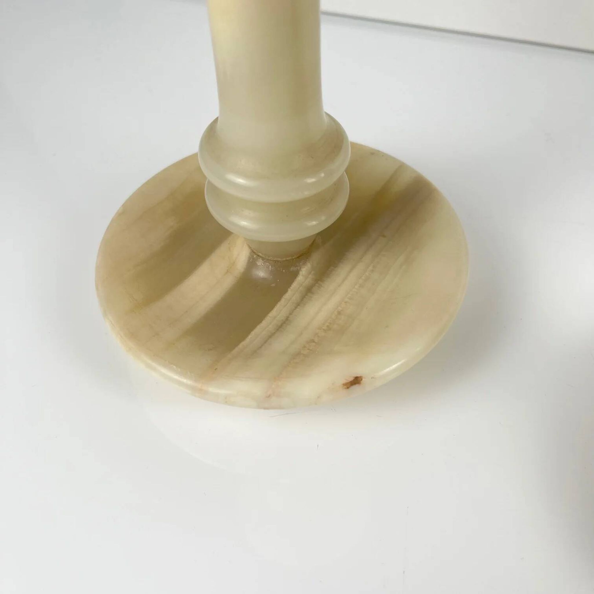 Pair of alabaster candlesticks, 20th century