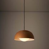 Pendant lamp by B+L Leuchten, orange dome shade and opal glass diffuser