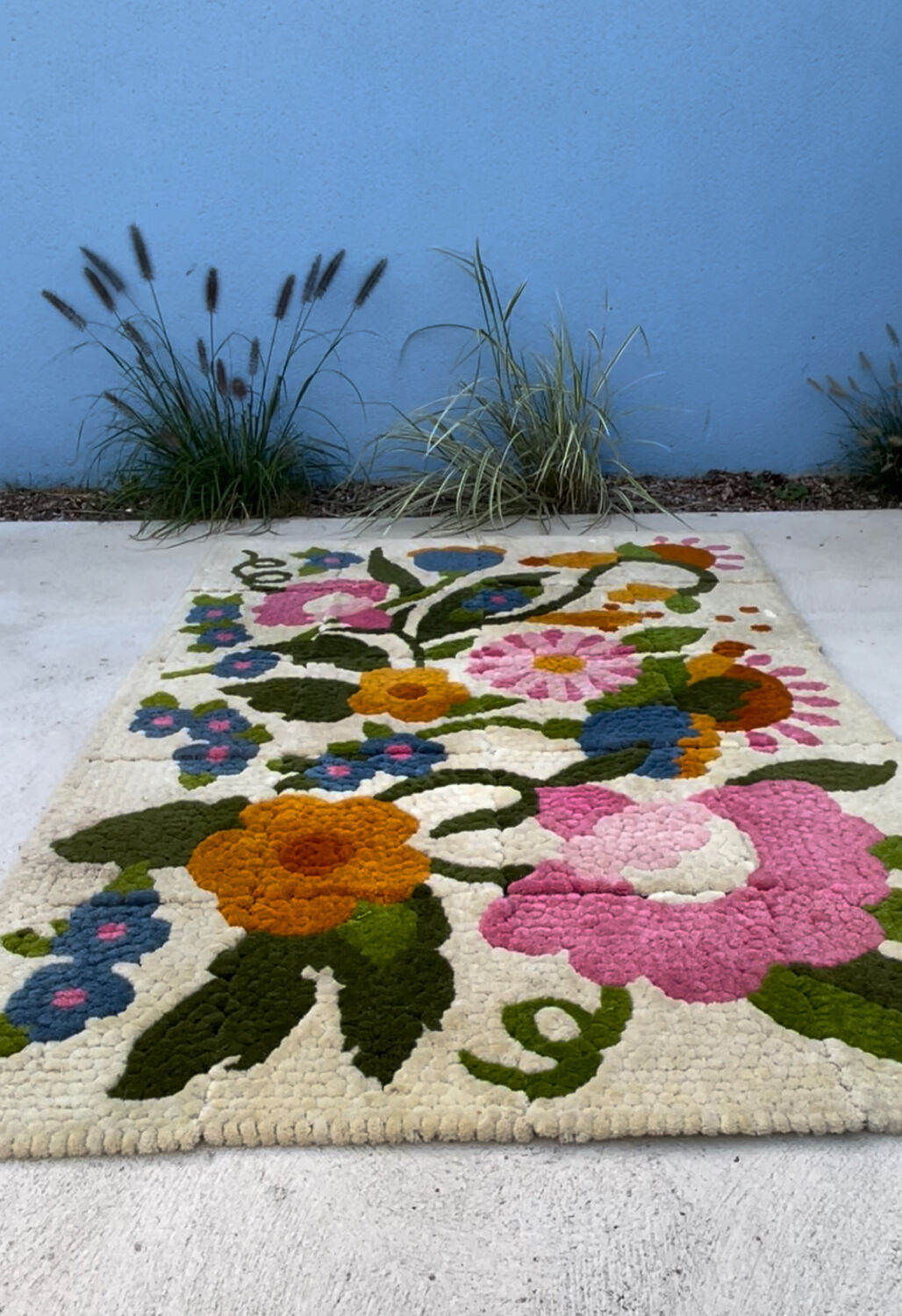 80s floral rug handmade tapitouf in pieces