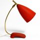 Rare Cosack Mid Century table lamp with red fine wrinkle finish and brass n