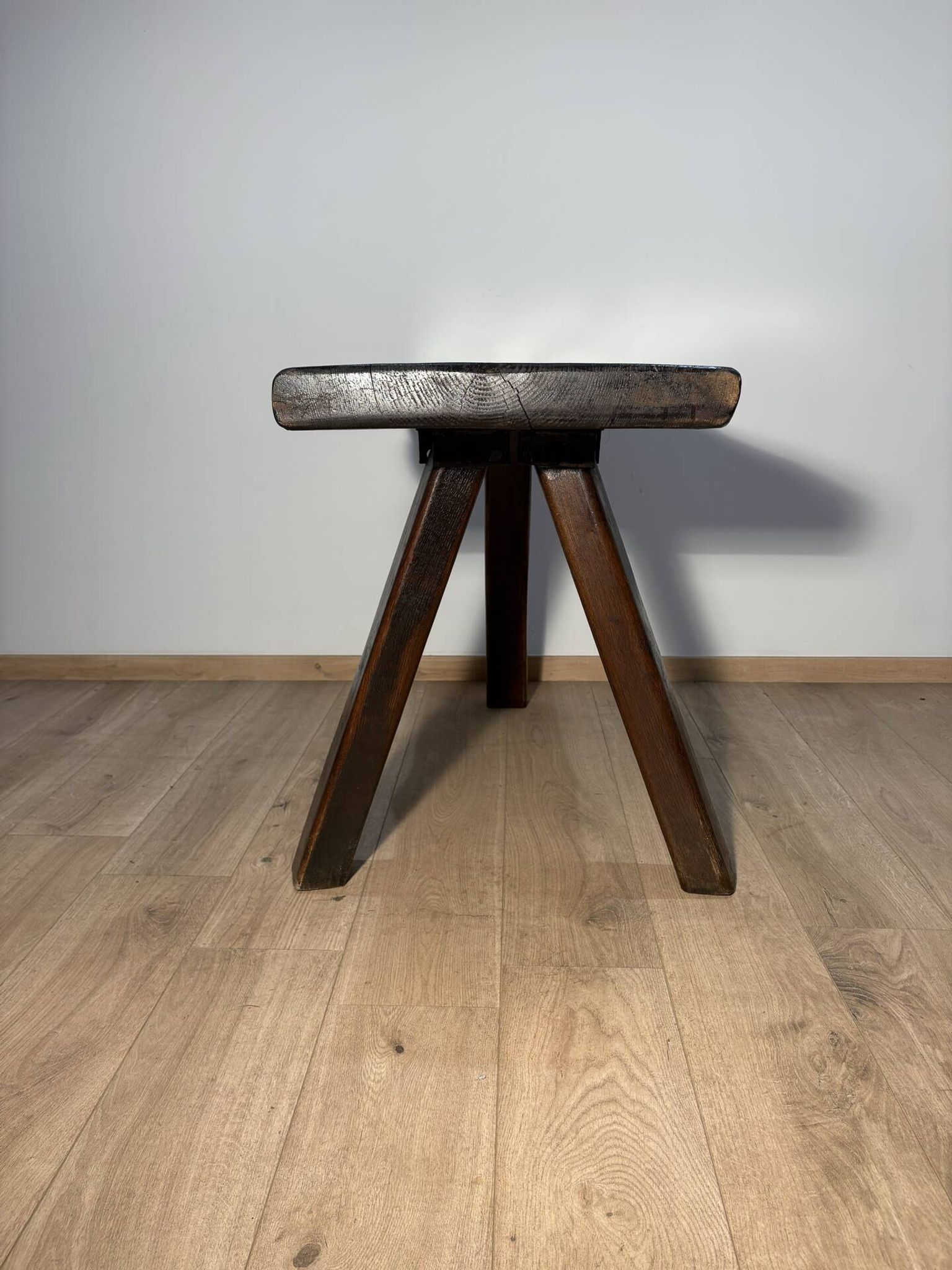Brutalist table made of solid oak.