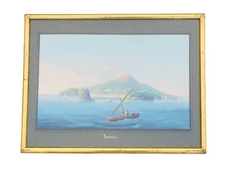 Neapolitan gouaches: View of Naples. 19th century. Giuseppe Scoppa (attributed)