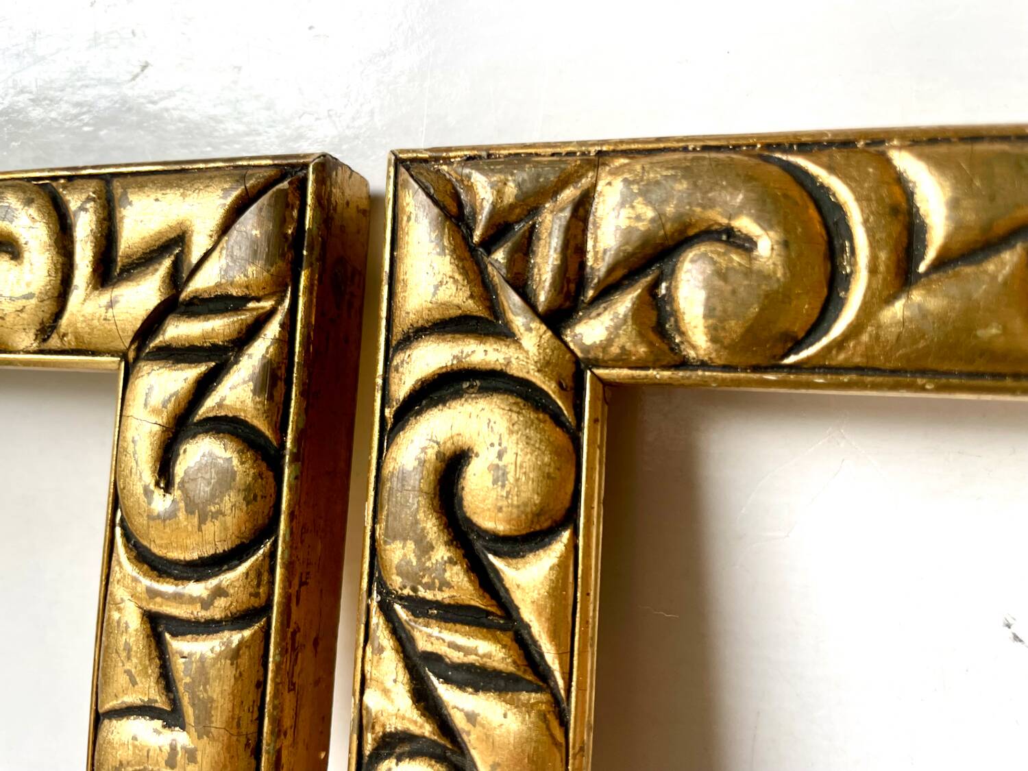 Pair of antique art nouveau gilded wooden  frames