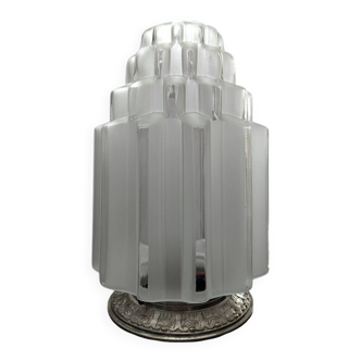 Ancien grand plafonnier lampe à poser globe Skyscraper verre Art déco