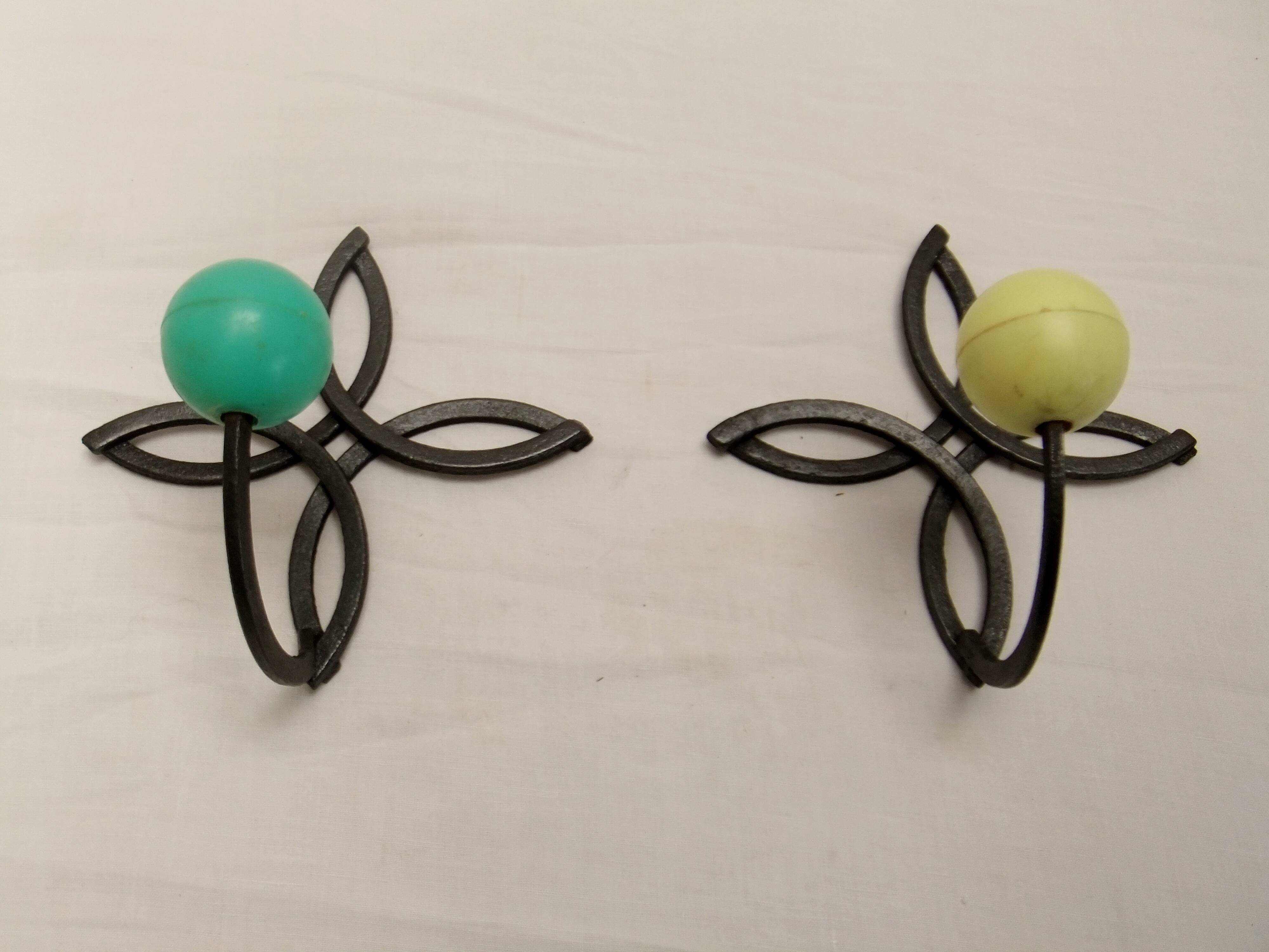 Wrought iron pair coat hook design