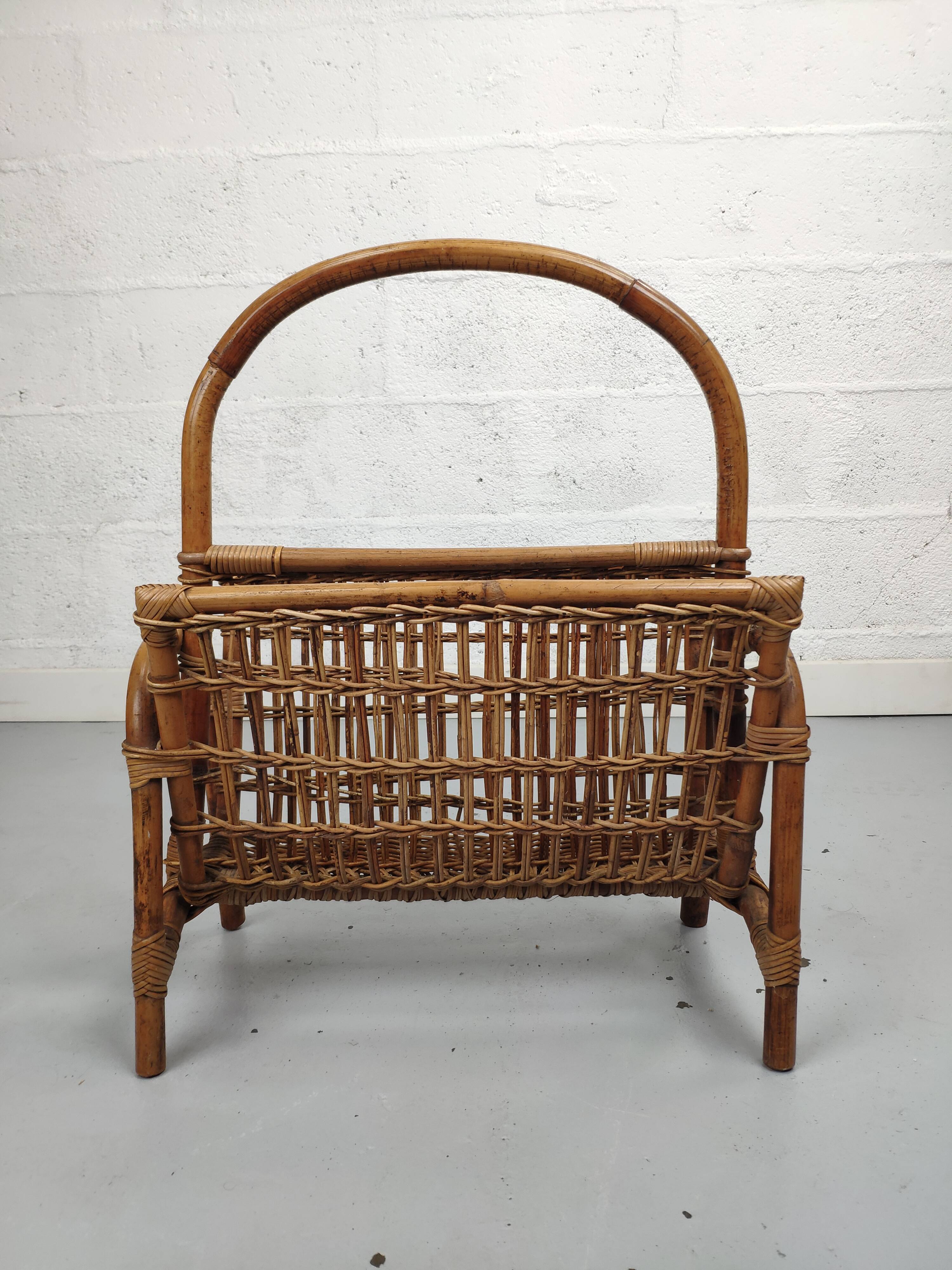 Vintage bamboo magazine holder
