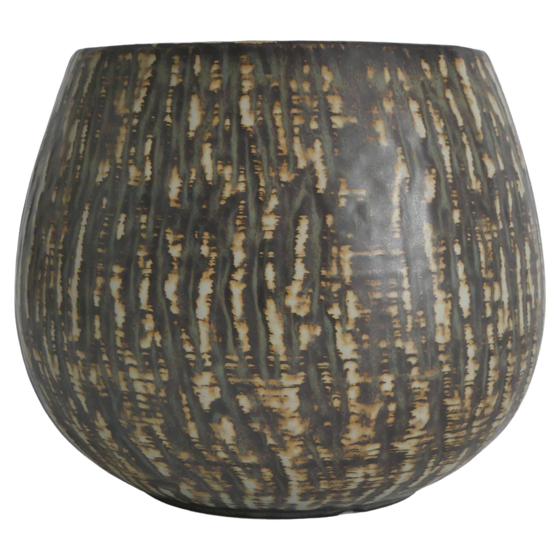 Vase en grès brun Birka Rubus de style mid-century modern par Gunnar Nylund, Rörstrand