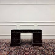 Classic English Desk Green Leather Inlay