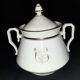 Porcelain sweetener and milk jug with cipher