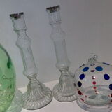 Duo of glass candle holders