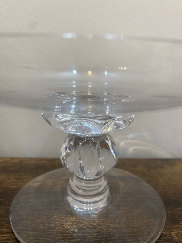 Coupe sur pied Daum France en cristal signé – Centre de table vintage