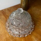 Cloche à fromage ou biscuits ancienne en cristal moulé