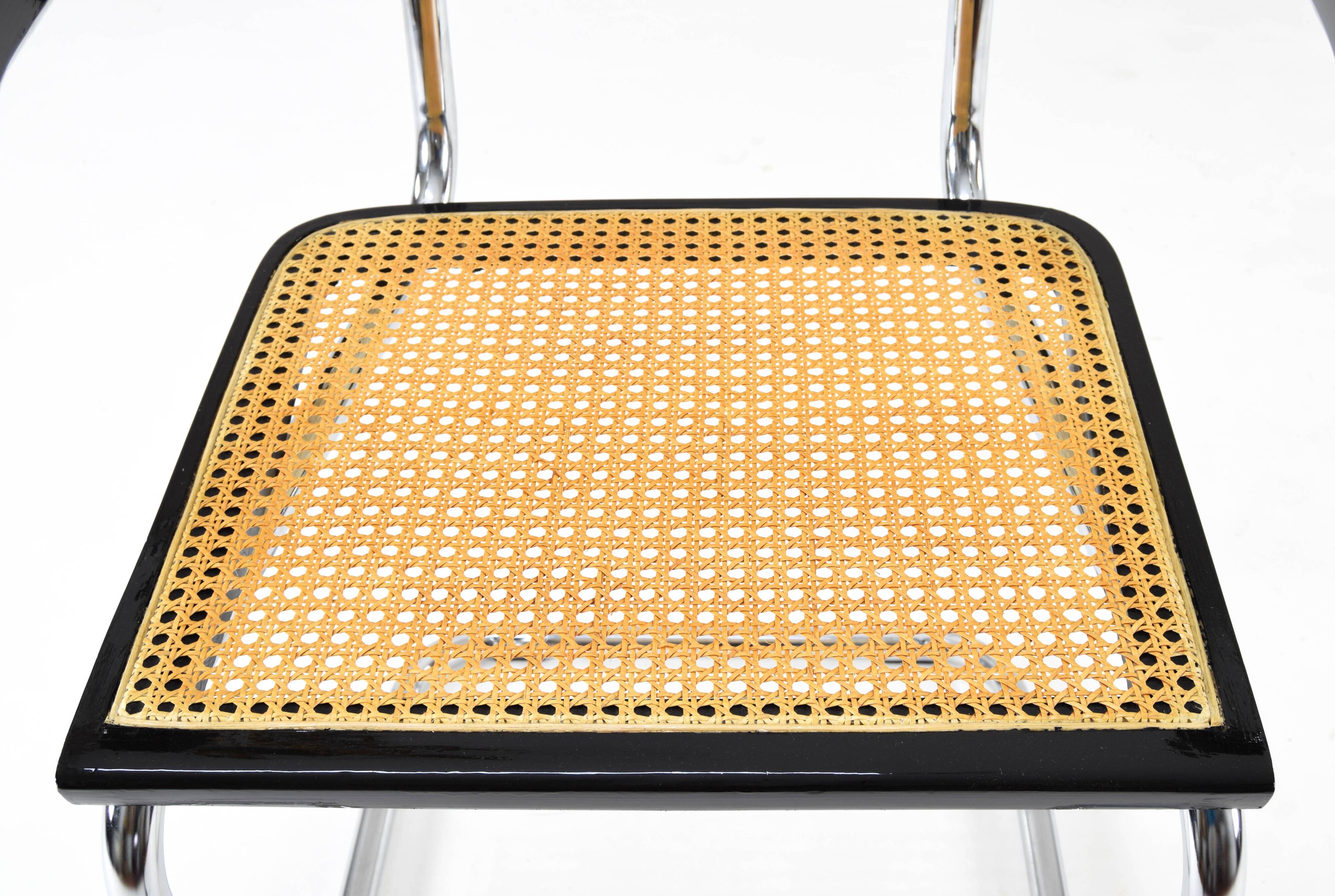 Set of Four Mid-Century Italian Modern Marcel Breuer B64 Cesca Chairs, 1970