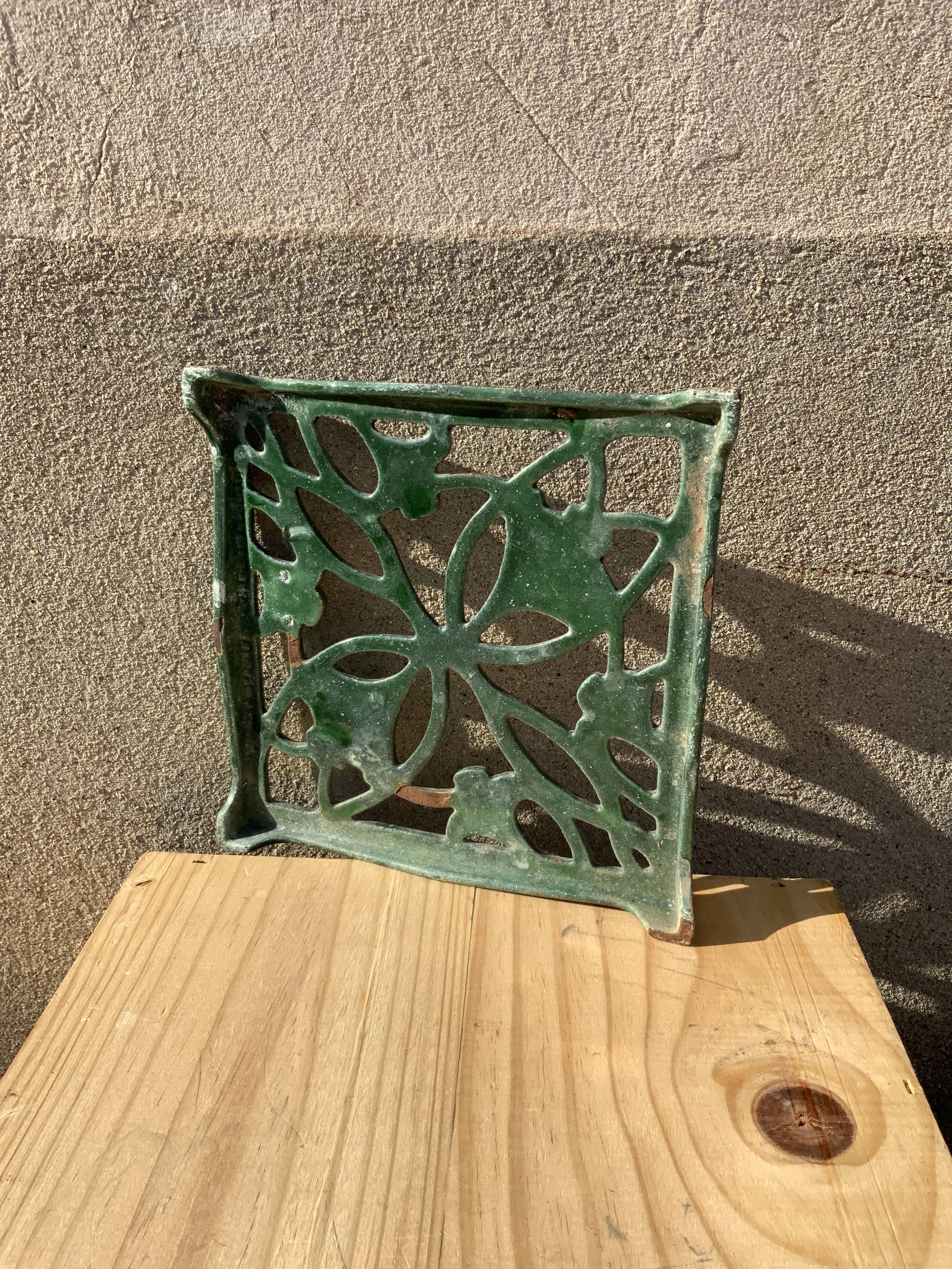 Antique cast iron green enamelled cast iron vintage tableware