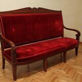 18th Century French Hand Carved Mahogany Upholstered Sofa in the style of George Jacob