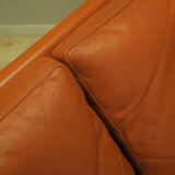 Orange leather sofa, Danish design, 1970s, production: Denmark
