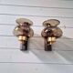 Pair of wall sconces in brass and smoked glass, 1960s.