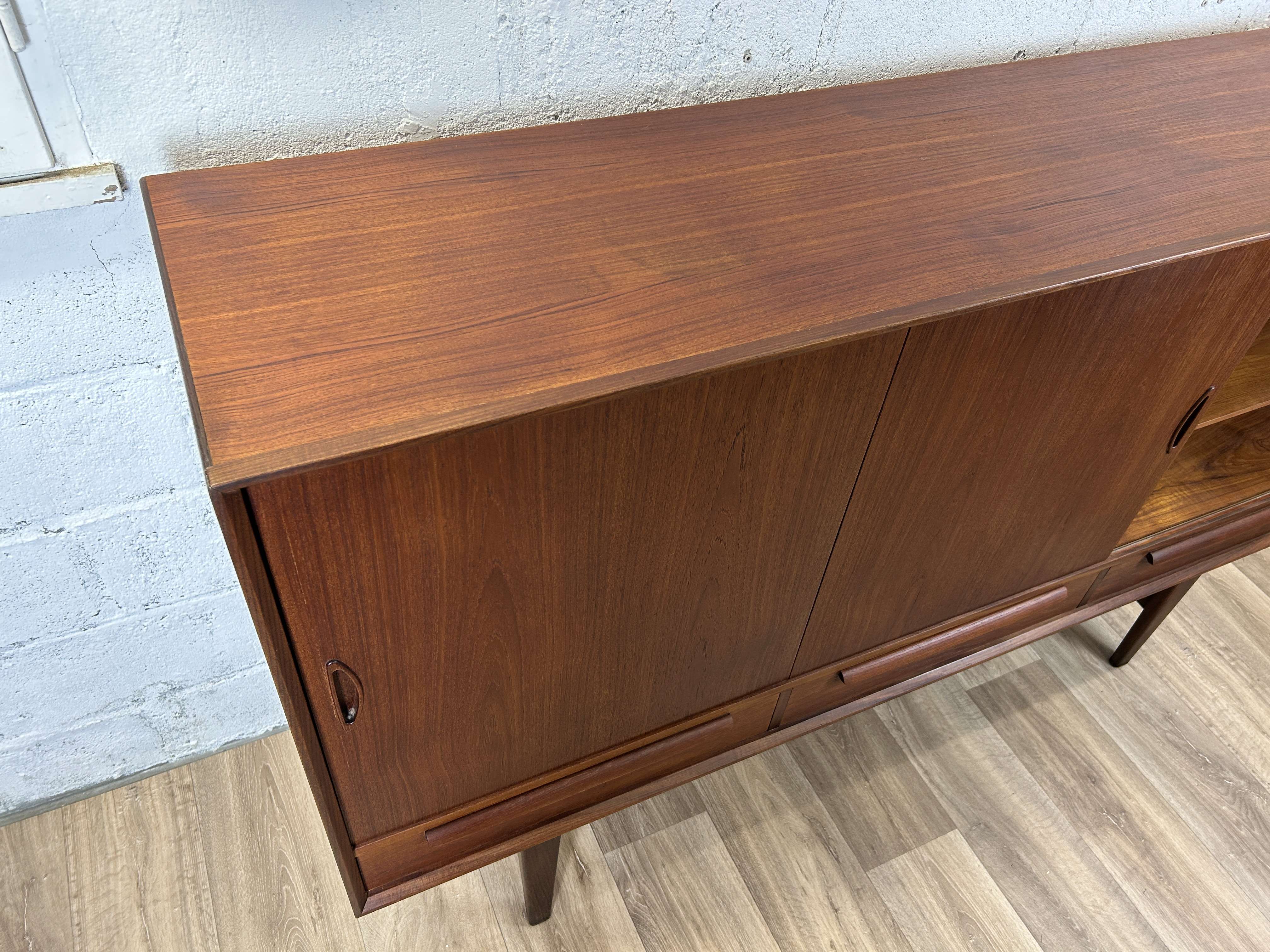 Vintage Scandinavian "highboard" sideboard in teak, 60s