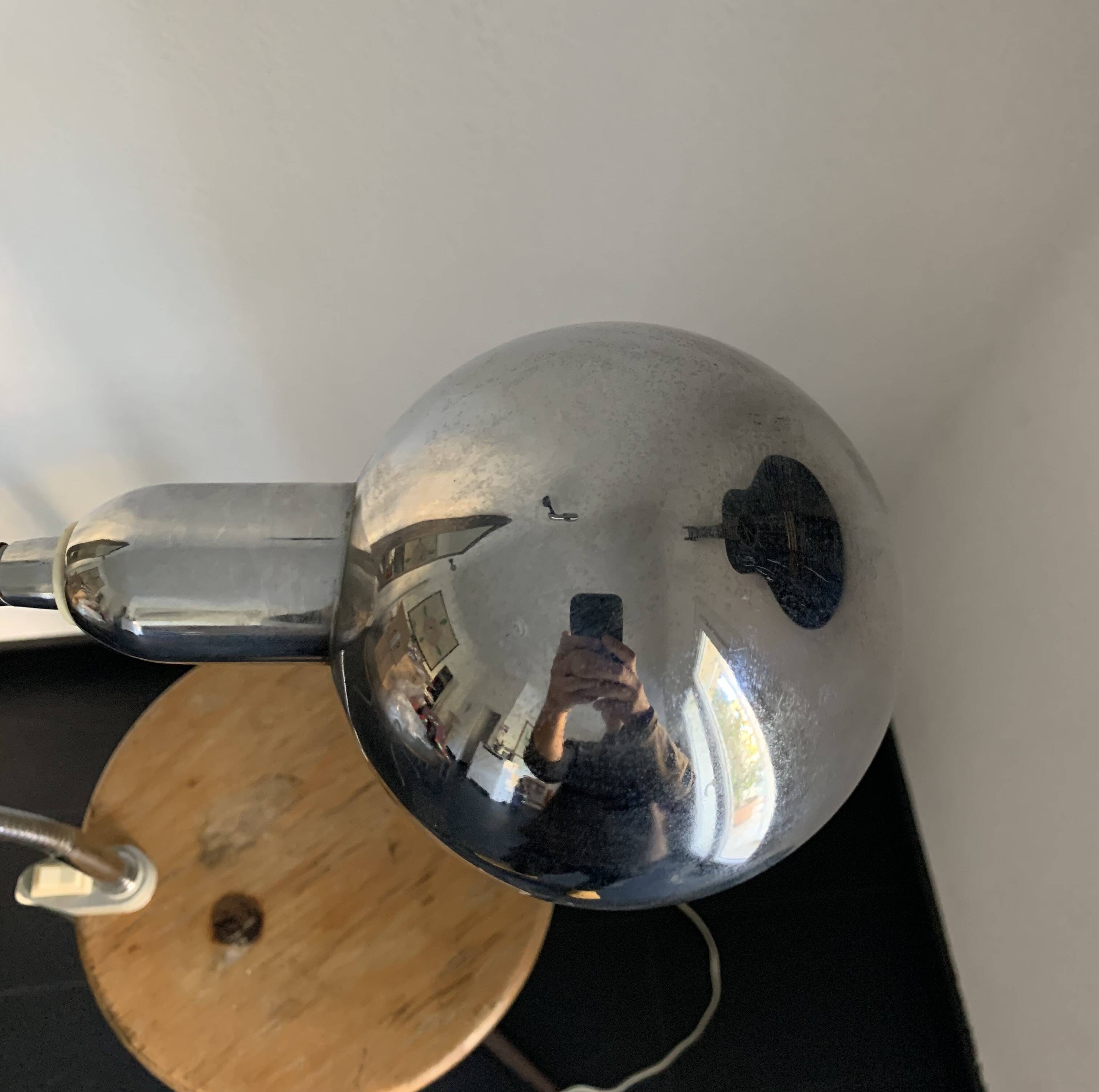 Vintage 1950 chrome industrial vice lamp Jumo 215 - 55 cm