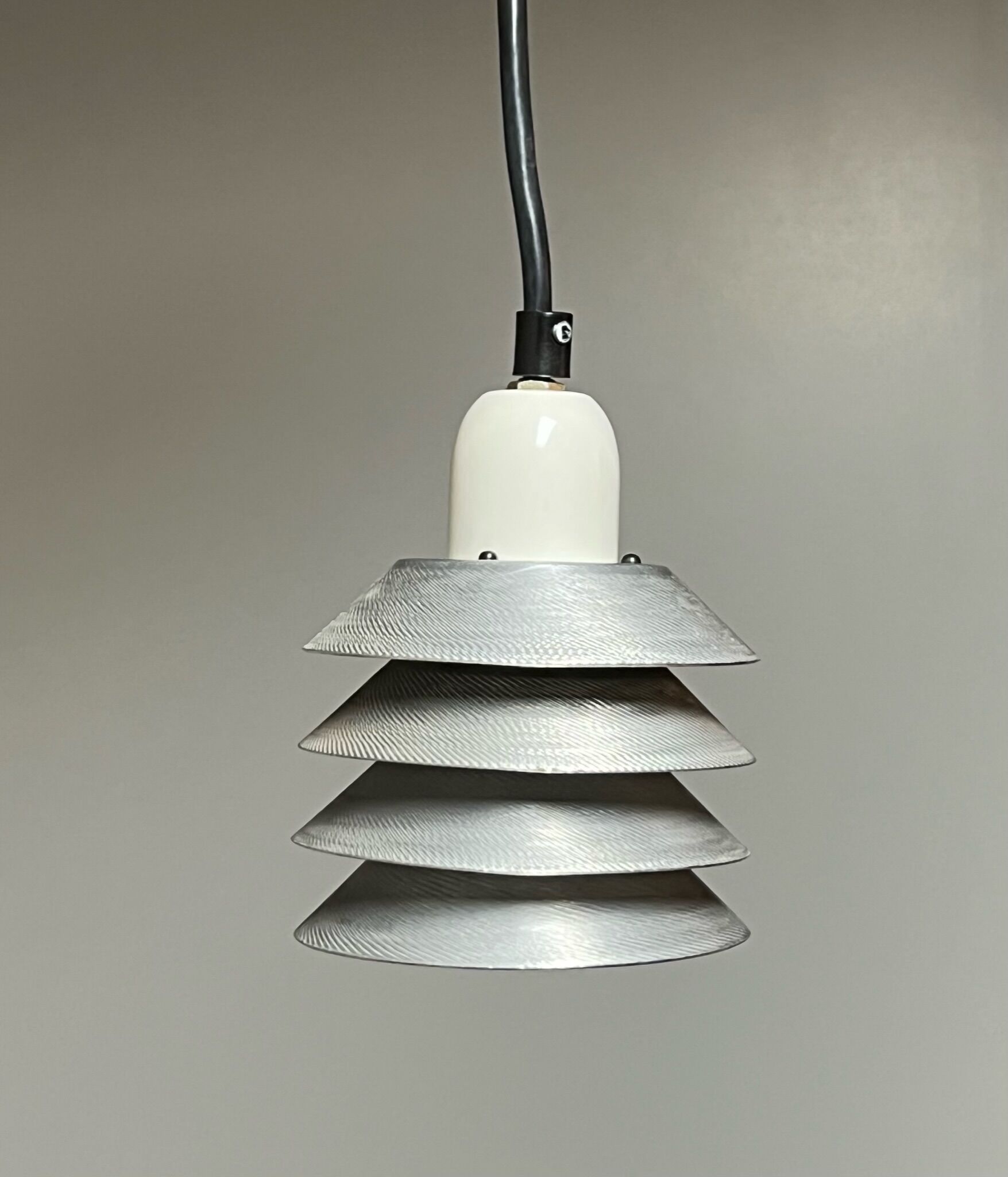 Pair of vintage pendant lights - 70s design metal lamps