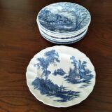 8 blue & white plates