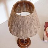 Turned wood lamp and jute lampshade