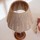Turned wood lamp and jute lampshade