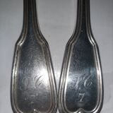 Couverts anciens monogramme argenté 'au filet' Christofle