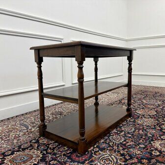 Classic English side table with brown leather top