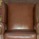 Vintage wingback club chair in leather, 1970s