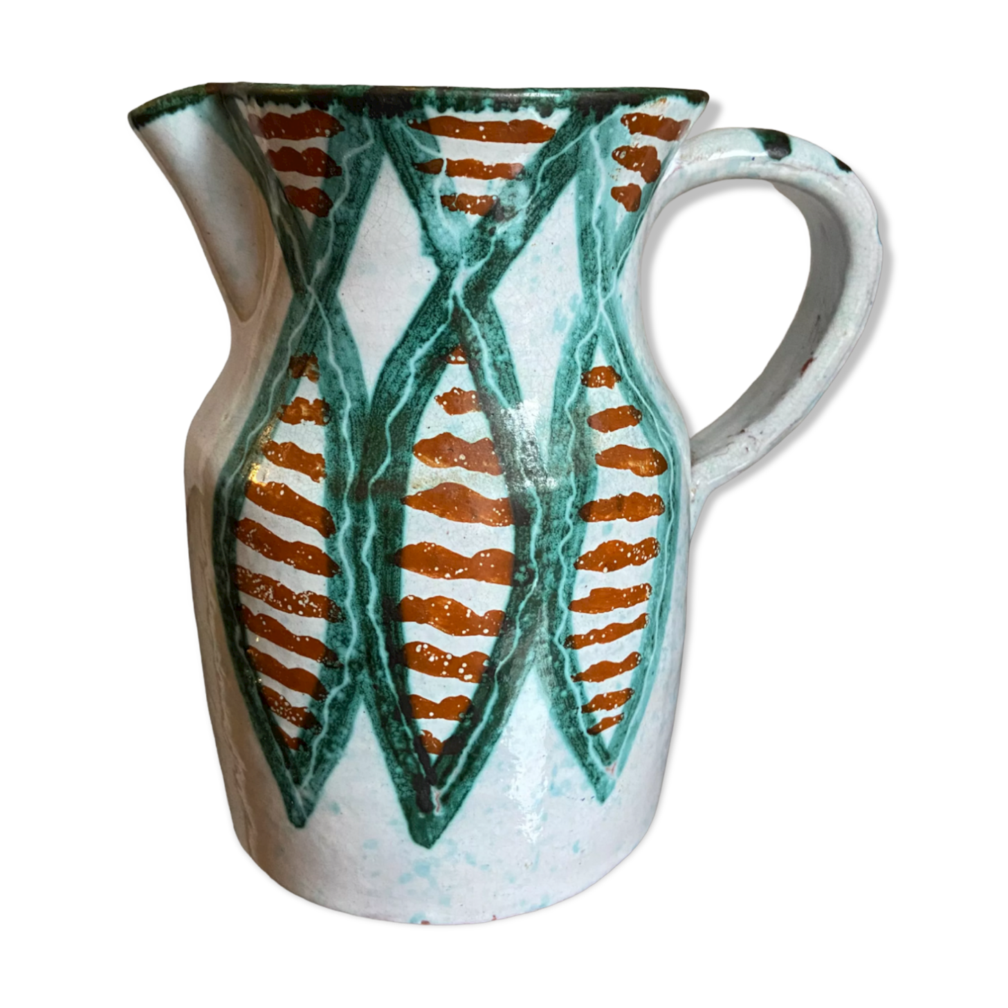 Pichet Vallauris décor with sardines Picault style